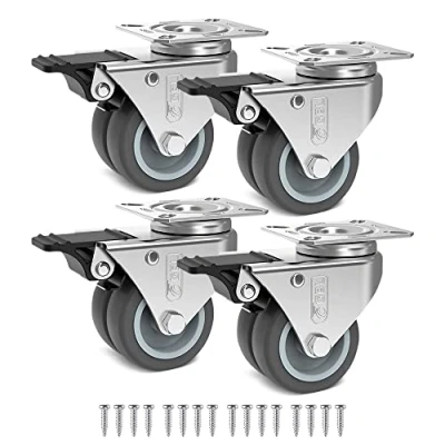 Image de GBL Roulettes Pivotantes Robustes avec 4 Freins 50mm à 400kg Lot de pour Meubles Roues Chariot Caoutchouc Argentées
