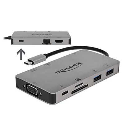 Image de DeLOCK 87735 station d&#039;accueil Avec fil USB 3.2 Gen 1 (3.1 1) Type C Gris Neuf