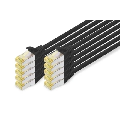 Image de DIGITUS Câble LAN Cat 6A 5m 10 pièces RJ45 réseau S/FTP Blindé Compatible 6 &amp; 7 Noir