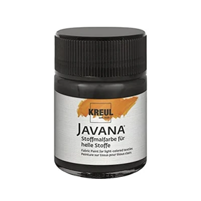 Image de Kreul 91910 Javana Tissus clairs, 50 ML Verre Noir, Peinture Souple à Base d&#039;eau, caractère crémeux, pénètre en Profondeur dans Les Fibres, 641465, Black