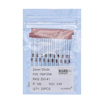 Image de HUABAN 100PCS 1N4729A 1N4729 Diode Zener de puissance planaire en silicium 1W 3.6V DO 41 (DO 204AL) Axial Diodes 1 Watt 3.6 Volt