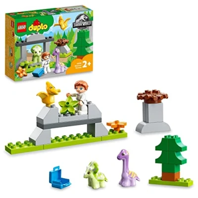 Image de LEGO 10938 Duplo La Nurserie des Dinosaure, Jouet avec Figurines Tricératops, Ptéranodon et Brachiosaure, Cadeau Dino, pour Enfants de 2 Ans Plus