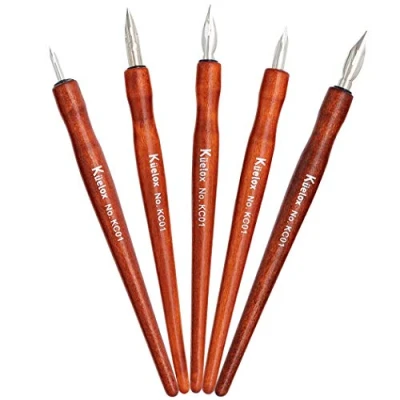 Image de Gullor 5PCS Comic Pen Nib Porte en Bois, Dip Pen, 5 Nibs Différentes Tailles