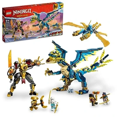 Image de LEGO NINJAGO Elemental Dragon vs. The Impress Mech 71796 Ensemble de jouets construction comprenant un dragon, mécanisme, dépliant Ninja et 6 figurines, cadeau pour garçons filles à partir