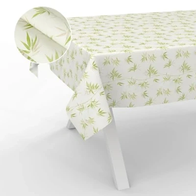 Image de ANRO Nappe en Toile cirée Lavable, pour Table de Jardin, extérieur et intérieur, Bord coupé, Bambou, 180 x 140 cm