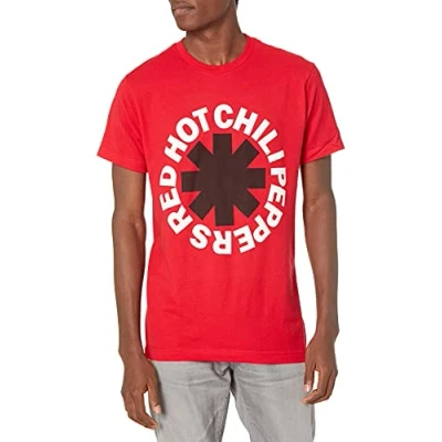 Image de Red Hot Chili Peppers Official Black Asterisk on T Shirt Large, Rouge, L Homme