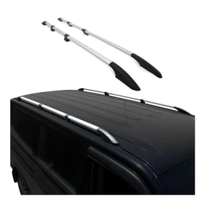 Image de Barres de Toit longitudinales Compatible avec VW Caddy Maxi 2020 2024 Long Aluminium Gris