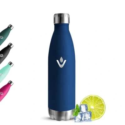 Image de Grsta Gourde Isotherme 500ml, Anti Fuite Bouteille Isotherme, Sans BPA Metal, Inox, 24h Froid et 12h Chaud, Réutilisable d&#039;eau en Acier Inoxydable pour École, Camping, Bureau