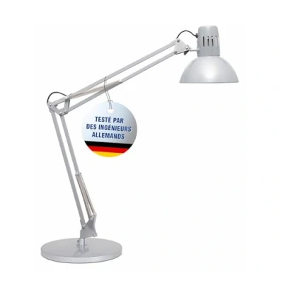 Image de MAUL Lampe de bureau MAULstudy en métal LED professionnelle sur pied flexible pour le et l&#039;atelier Haute qualité d&#039;éclairage à sans ampoule Argenté