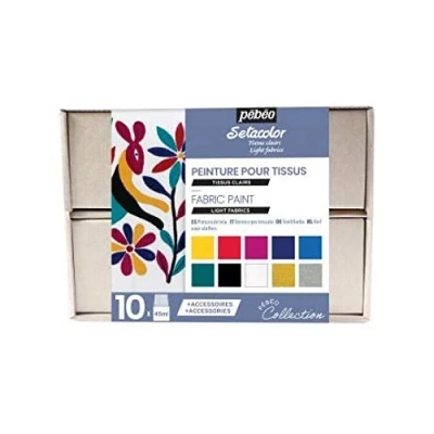 Image de Pébéo Coffret Collection setacolor Tissu clair 10 x 45 ml, Coloris Assortis 758483