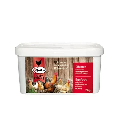 Image de Quiko Hobby Farming Nourriture à Base d&#039;oeufs 2kg Riche en protéines pour la Force &amp; Condition Physique des Poules, cailles volailles comme Les Poules pondeuses avec vitamines