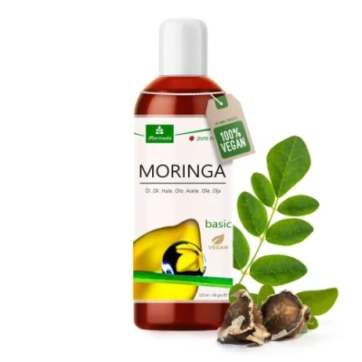 Image de MoriVeda® Huile de Moringa Basic 100ml MoriVeda, pressée à partir graines et gousses d&#039;Oleifera, convient pour les soins la peau, des cheveux, soin plaies, anti âge
