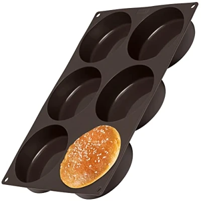 Image de Lurch 85086 Moule pour Burger Bun, Silicone, Marron, 20 x 15 10 cm Diamètre des moules 8,5