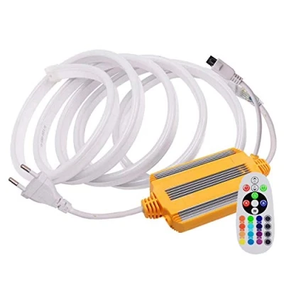 Image de FOLGEMIR Ruban de néon LED 10m RGB 16 couleurs au choix, bande lumineuse dimmable avec transformateur 220V et télécommande IR, 5050 SMD 60 LEDs/m, flexible, étanche IP65