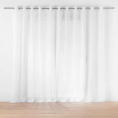 Image de douceur d&#039;intérieur, Voilage à Oeillets Grande Longueur (400 x 240 cm) Lissea Blanc, Voile Sablé