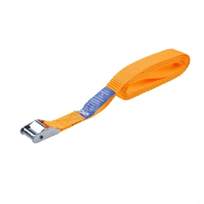 Image de kwb sangle d&#039;arrimage 2,5 m x 25 mm, en polyester résistante, avec plaquette de contrôle et cliquet métallique galvanisé, sans crochet, testé TÜV/GS