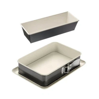 Image de Dr. Oetker 9928850 Lot de 2 moules à gâteaux, Moule cake, gâteau, gâteau rectangulaire, en Céramique, Acier, 30 x 13 7,5 cm et 28 18 7