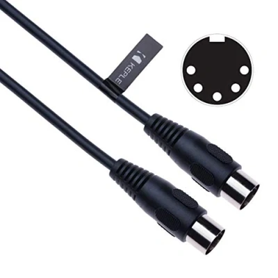 Image de Midi Câble DIN 5 Broches Fiche mâle Connecteur Fil Cordon pour Interface, Clavier Maitre Synthétiseur, Sampler, Drum machine, Séquenceurs, Processeur d&#039;effets, Échantillonneurs, Pad musique 2m