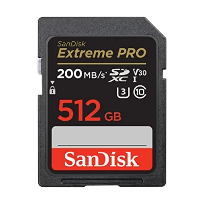 Image de SanDisk 512 Go Extreme PRO carte SDXC + RescuePRO Deluxe, jusqu&#039;à 200 Mo/s, UHS I, Classe 10, U3, V30
