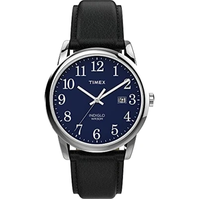 Image de Timex Men&#039;s Easy Reader 38mm Quartz Leather Strap, Black, 20 Casual Watch (Model: TW2V266009J)