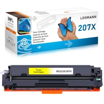 Image de LOSMANN 207X W2212X Toner avec puce compatible HP 207A W2212A Remplace Color Laserjet Pro MFP M283fdw M255dw M282nw M283fdn M255nw (jaune)