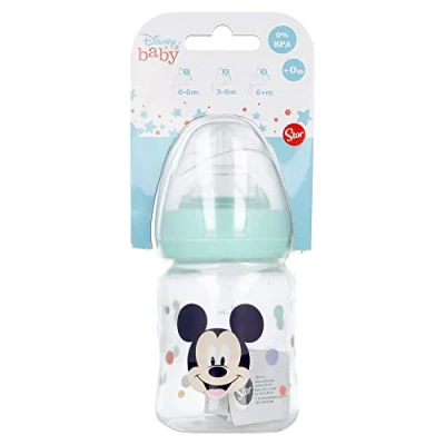 Image de Biberon à tétine ronde en silicone 3 positions 150 ml avec système anti coliques Mickey Mouse (Disney Baby)