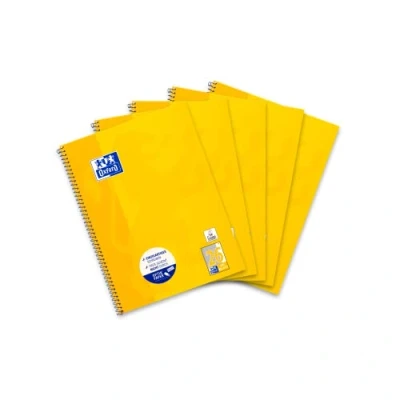 Image de Oxford College Lot de 5 cahiers à carreaux Jaune Format A4 80 feuilles