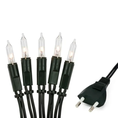 Image de Hellum Guirlande lumineuse intérieure, mini 100 lumières blanc chaud, illuminée 14,85m, câble vert avec fiche pour Noël 839012