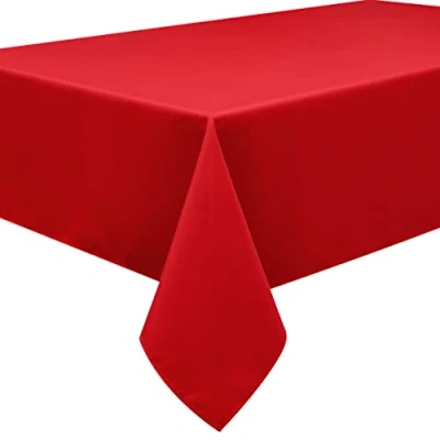 Image de Home Direct Nappe Polyester Facile d&#039;entretien Rectangulaire 140 x 180 cm Uni Rouge