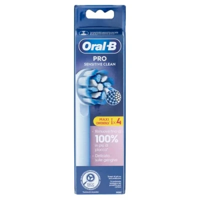 Image de Oral B Sensitive Clean têtes de brosse à dents électrique, lot 4 rechange, nettoie les zones sensibles et enflammées, élimine jusqu&#039;à 100% plaque en plus