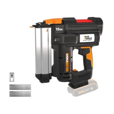 Image de WORX Nitro Cloueur de Finition Sans Fil 20V 18Ga 2 Modes Tir Déblocage Outil Réglage la Profondeur d&#039;Enfoncement Avec 200 Clous Livré Batterie et Chargeur WX842