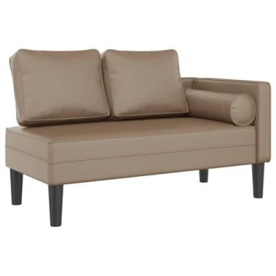 Image de vidaXL Chaise Longue avec Coussins Cappuccino Similicuir, canapé rembourré, pour Chambre à Coucher, 2 Places, canapé, siège de Salon