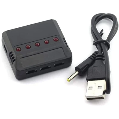 Image de YUNIQUE Green Clean Power Chargeur de Lithium 5 en 1 USB Universel pour Hubsan H107D, Syma X5C, Hélicoptère RC, Quadcopter Protection Contre la Surcharge, Noir, Plastique