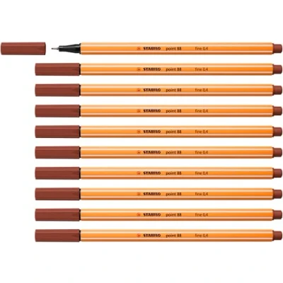 Image de Stylo feutre pointe fine STABILO point 88 Lot x 10 stylos Marron Chocolat (88/75)