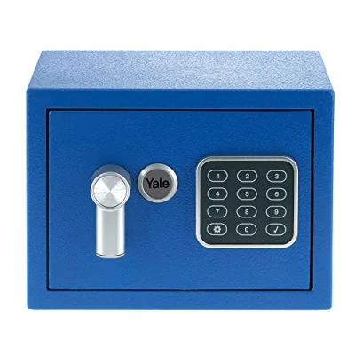 Image de Yale Coffre Fort Acier Bleu à sceller ou Poser Compact 3.8L Serrure Electronique Code 3 8 Chiffres 170x230x170mm YSV/170/DB2/B