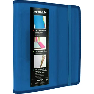Image de Grafoplás Carpeplus 88200030 Lot de 100 feuilles intercalaires et enveloppes transparentes Bleu Format A4