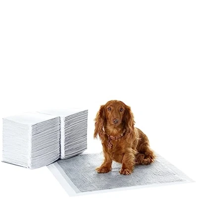 Image de Amazon Basics Lot de 80 Protections pour déjections Canines, avec du Charbon Assurer Le contrôle des odeurs, Anti Fuite, Surface à séchage Rapide, Taille Classique, Chiens et Chiots, Gris
