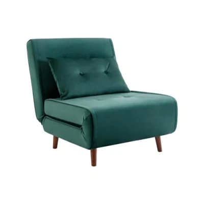 Image de Fauteuil convertible en velours vert sapin URIBIA