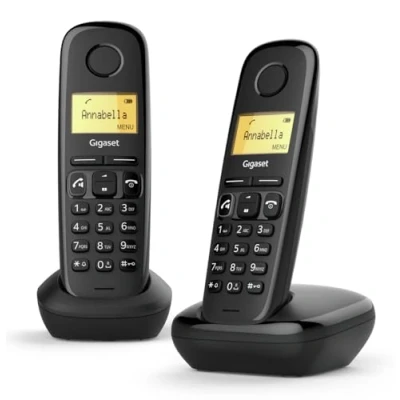 Image de Gigaset A270 Duo, Téléphone DECT, Combiné sans fil, Haut parleur, 80 entrées, Identification de l&#039;appelant, Noir