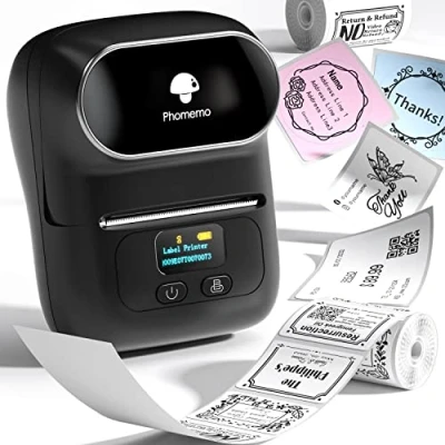 Image de Phomemo M110 Portable imprimante d&#039;étiquettes Etiquette Bluetooth Thermique Étiqueteuse,Utilisé au Bureau,Code à Barres,Petite Entreprise,Magasin,Compatible avec Android et iOS Noir