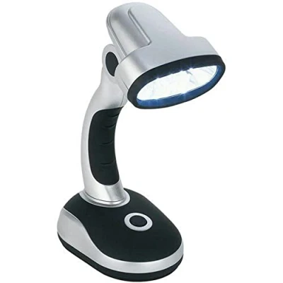Image de BW 12 LED Portable Lamp Desk Work Home Office Reading Computer Bedside Table Camping Flexible Wireless Cordless Bright Light Battery Powered Torch (Black)
