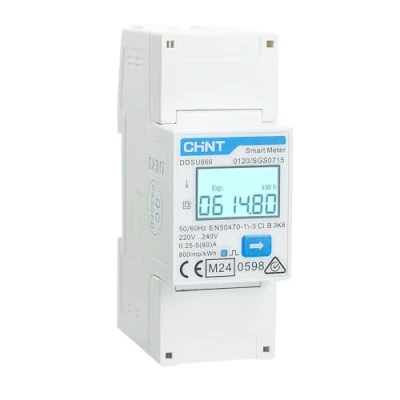 Image de CHINT DDSU666 Compteur d&#039;énergie électronique intelligent monophasé DIN35mm électrique 5(80) A connexion directe avec interface RS485, conforme à Modbus RTU, certificat MID