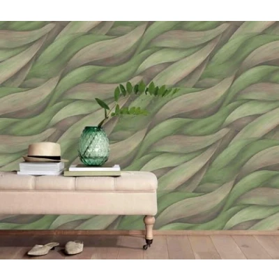 Image de Erismann 10257 07 Papier peint non tissé Motif vagues chic et décontracté Vert brun rouge