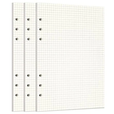 Image de Zelten Recharge de papier perforé pour reliure à 6 trous Journal intime rechargeable (A5/6 Hole, Squared)