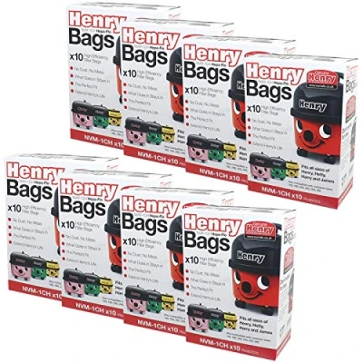 Image de Boîte de 8 Paquets 10 Sacs Authentiques Henry NVM 1CH Hepa Flo pour Tous Les bacs Taille 160 à 300 Hetty James Basil