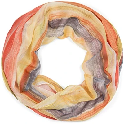 Image de styleBREAKER foulard loop pour femmes avec motif à rayures multicolores, léger d&#039;été multicolore 01016218, couleur:Orange Jaune
