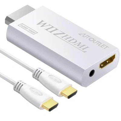 Image de AUTOUTLET Wii vers HDMI Adaptateur de Conversion avec Câble 1.5 M La Sortie Audio vidéo 3,5 mm Wii2HDMI Prend en Charge 720 / 1080p Tous Les Modes d&#039;affichage