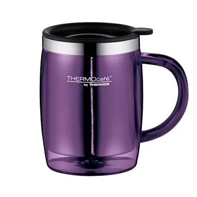 Image de TC Desktop Cup Tasse Isotherme 0,35 l, Violet, en Acier Inoxydable et Plastique, Garde au Chaud ou Froid Plus Longtemps avec Couverture, Anti éclaboussures, pour Bureau, Camping, byTHERMOS ;
