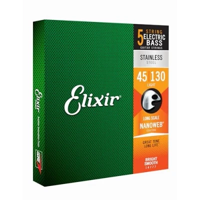 Image de Cordes Elixir® en Stainless Steel avec revêtement NANOWEB® pour basse 4 cordes, Long Scale, Light (.045 .130)
