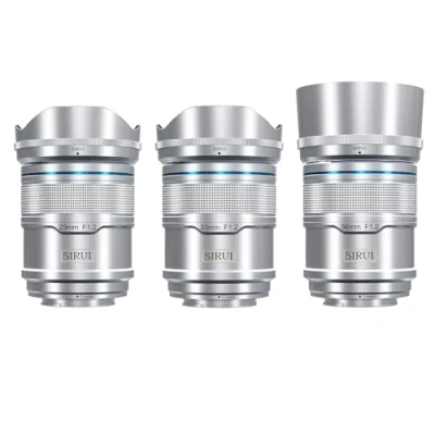 Image de SIRUI Sniper F1.2 Ensemble d&#039;objectifs autofocus 23 mm, 33 56 objectif grand angle APS C (AS 3S ES, monture E, argenté)